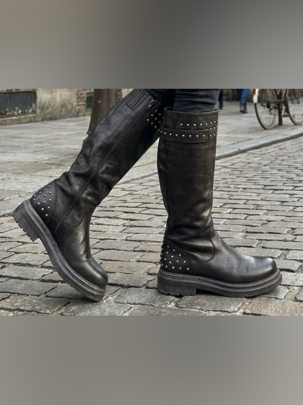 Made in Italy Black Studded Boots